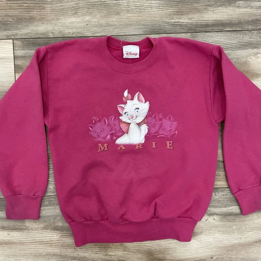 Disney Store Marie The Aristocats Girls Size Small Pink Crewneck Sweater